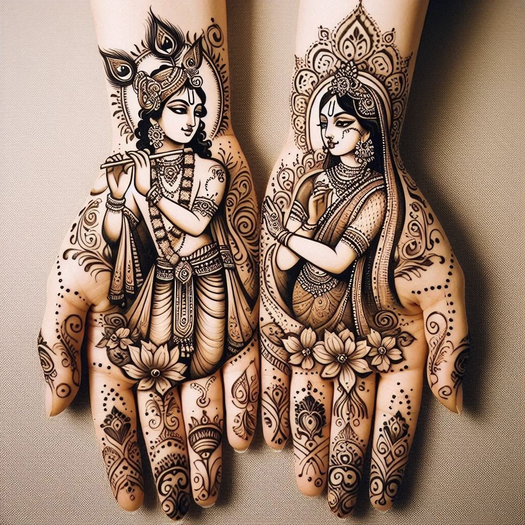 Krishna Name Mehndi Designs