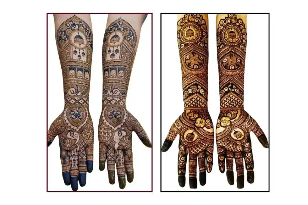 Explore the latest trends in mehndi designs for Karva Chauth 2024. This collection includes popular styles such as geometric patterns, fusion designs, and minimalistic art, showcasing the perfect blend of modern aesthetics and traditional charm