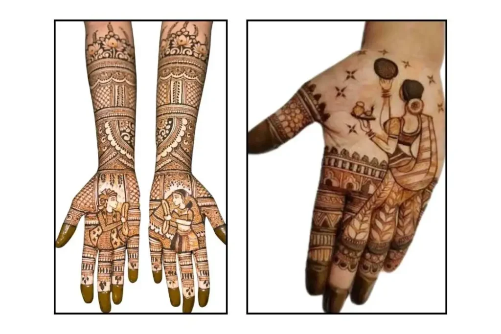 Explore exquisite traditional mehndi designs for Karva Chauth, featuring intricate patterns and classic motifs. These designs celebrate the rich cultural heritage of the festival, offering a timeless and beautiful touch to your Karva Chauth celebration.