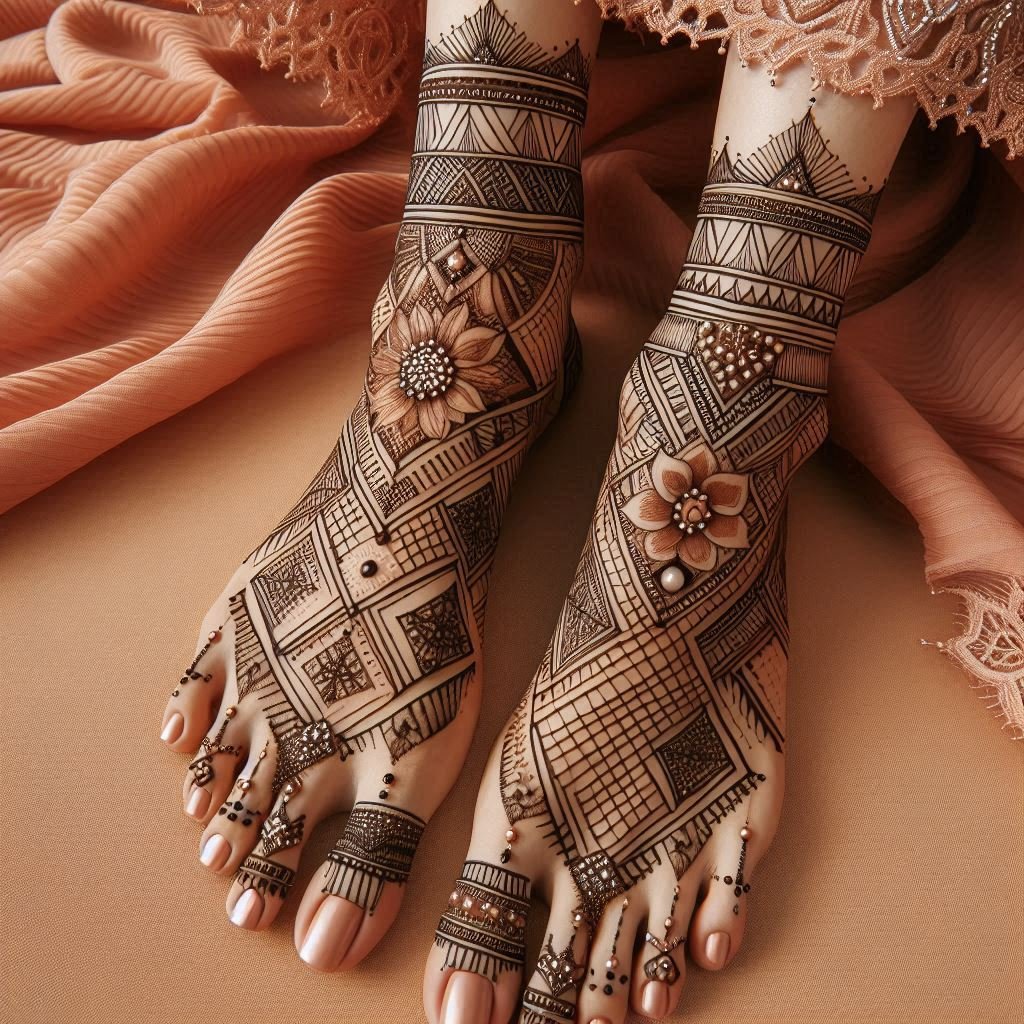 Top Geometric Mehendi Design for Feet in 2024: The Best of Henna Art You Need to Try